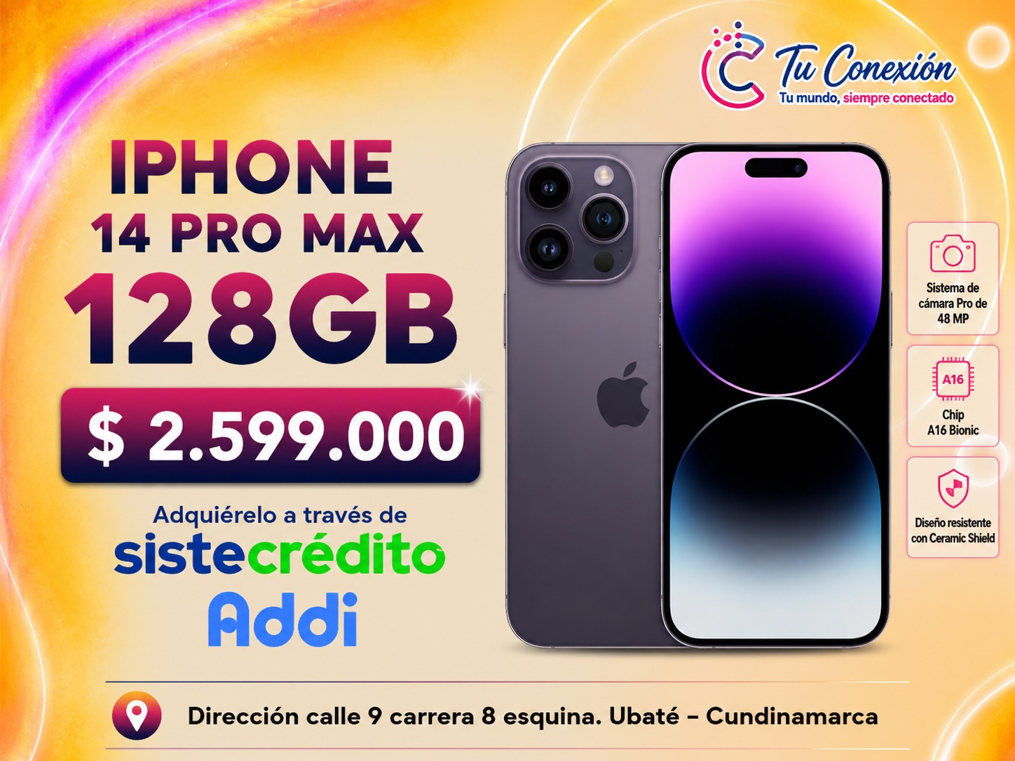 iPhone 14 Pro Max 128 GB ofrecido por Tu Conexión